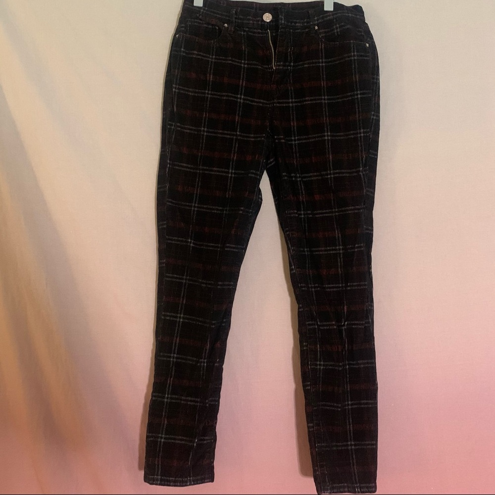 Plaid corduroy jeans